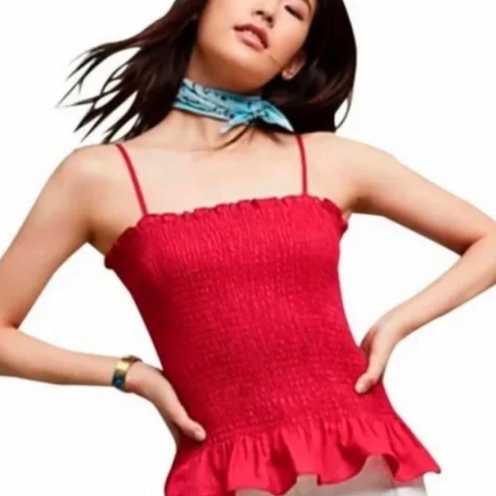 Anthropologie Red Tank Smocked